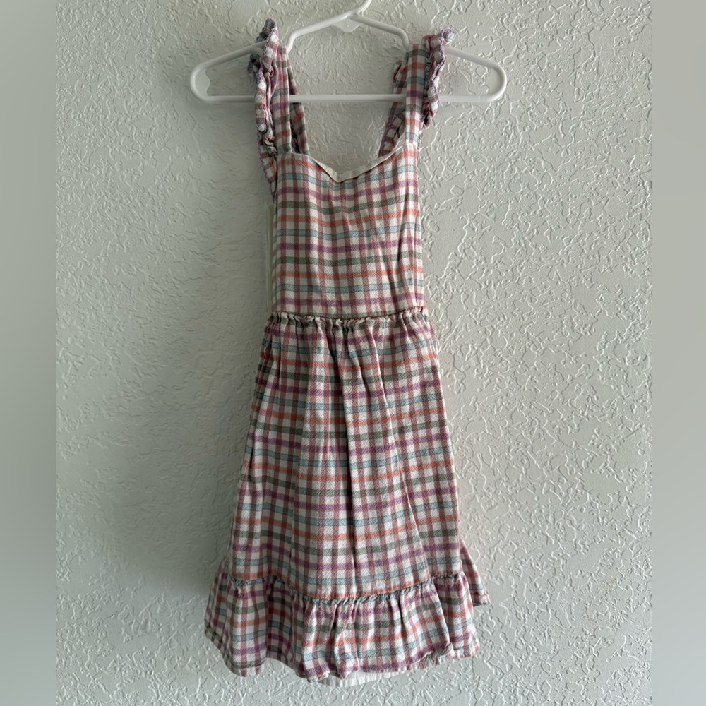 Plaid Sleeveless Dress with Ruffle Hem